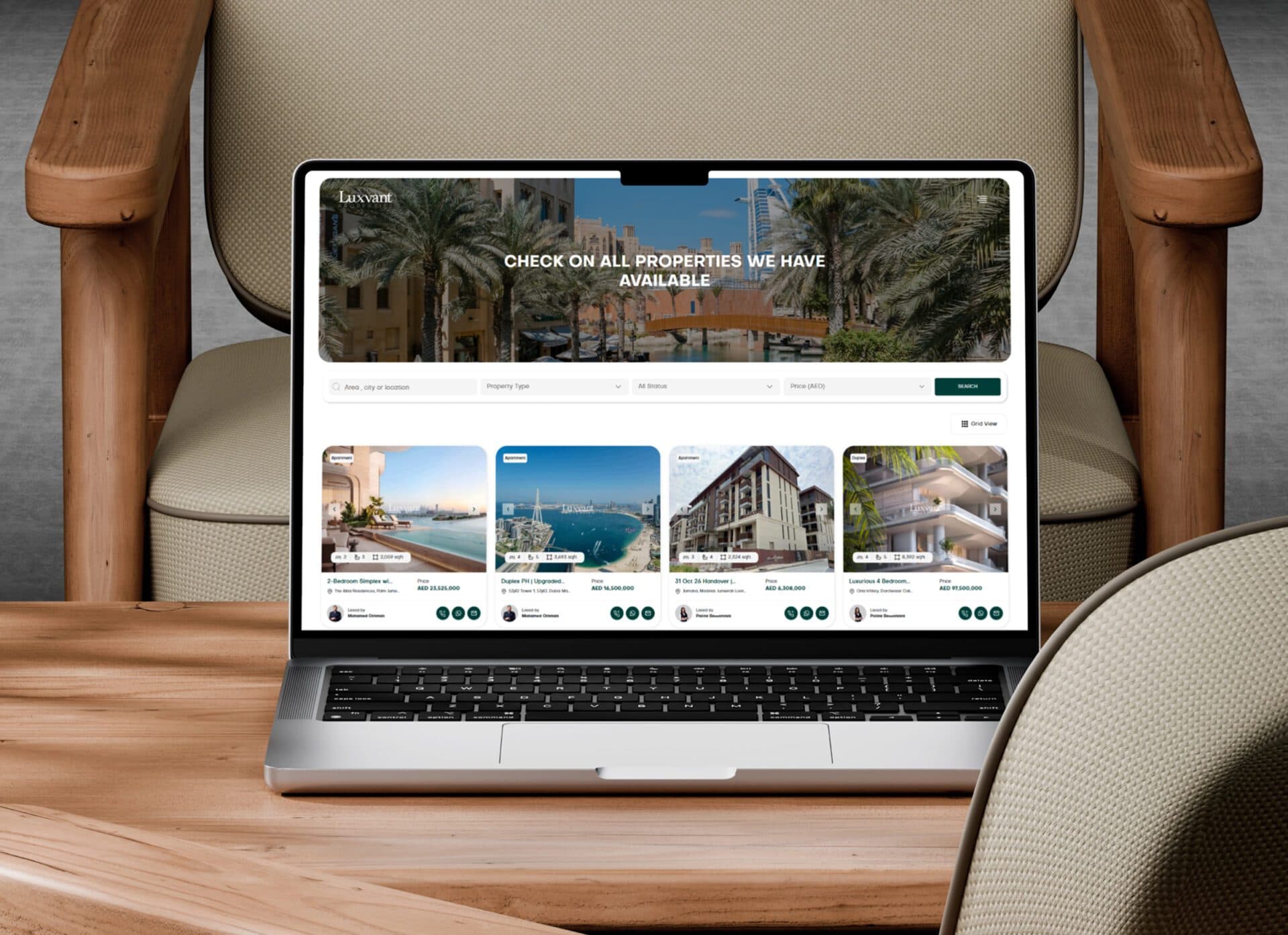 Luxvant Properties real estate website design Dubai