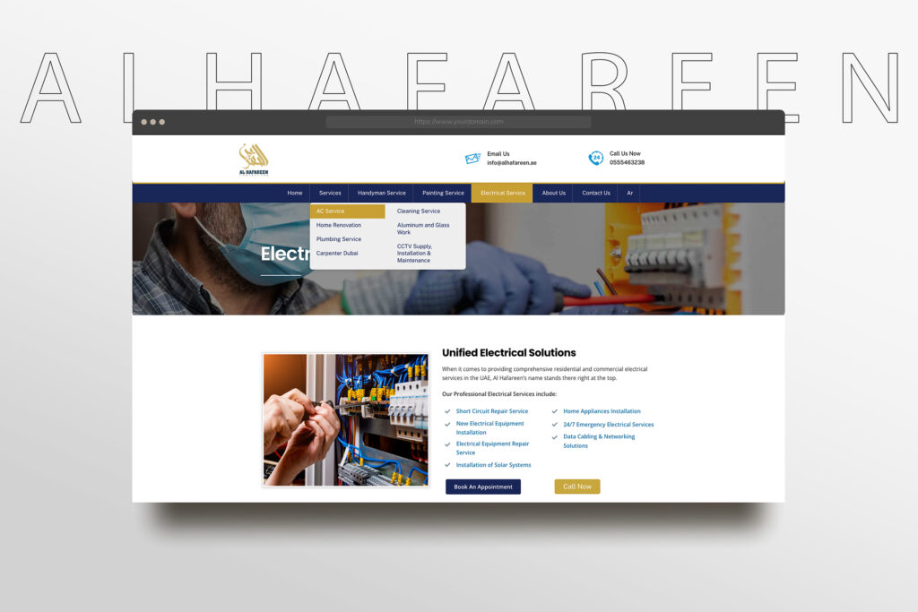 Al Hafareen contractor website design and development